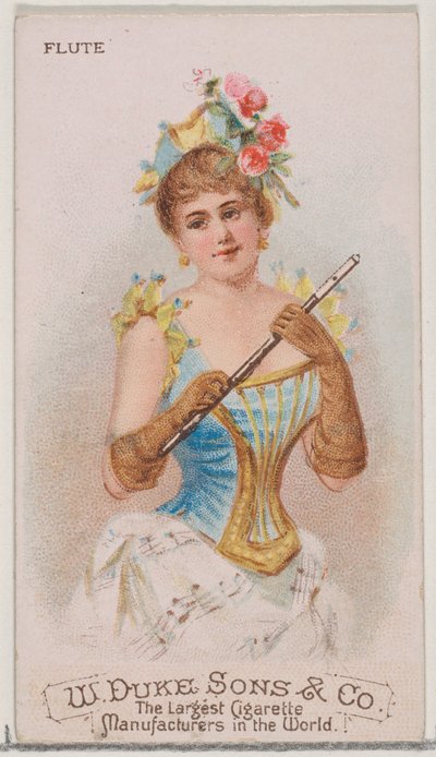 Fløjte, fra Musical Instruments-serien N82 til Duke-cigaretter, 1888., 1888. af Schumacher and Ettlinger