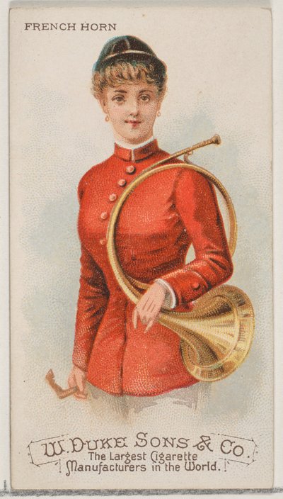 Fransk horn, fra Musical Instruments-serien N82 til Duke-cigaretter, 1888., 1888. af Schumacher and Ettlinger
