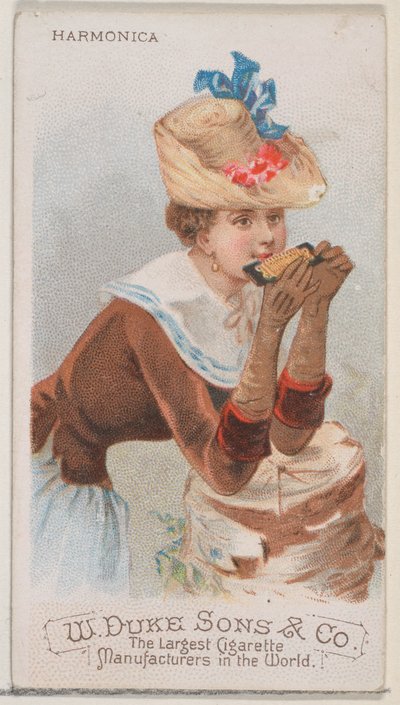Harmonika, fra Musical Instruments-serien N82 til Duke-cigaretter, 1888., 1888. af Schumacher and Ettlinger