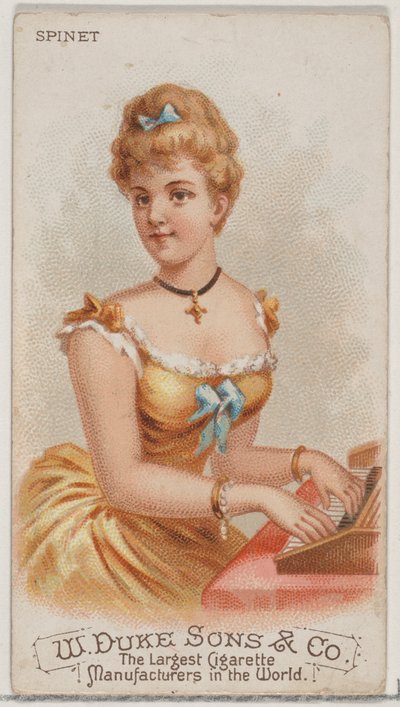 Spinet, fra Musical Instruments-serien N82 til Duke-cigaretter, 1888., 1888. af Schumacher and Ettlinger
