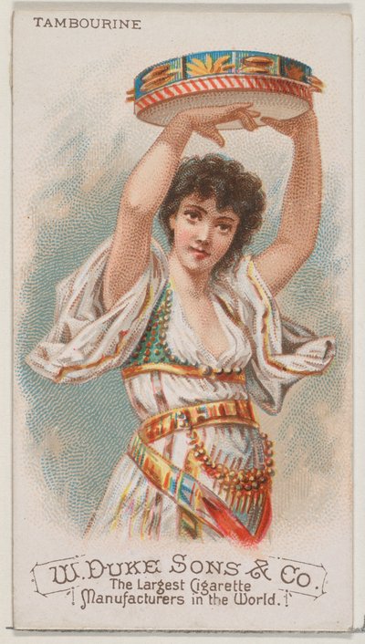 Tamburin, fra Musical Instruments-serien N82 til Duke-cigaretter, 1888., 1888. af Schumacher and Ettlinger