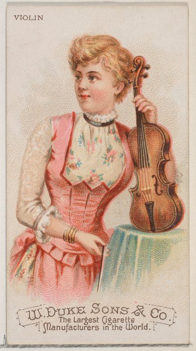 Violin, fra Musical Instruments-serien N82 til Duke-cigaretter, 1888., 1888. af Schumacher and Ettlinger