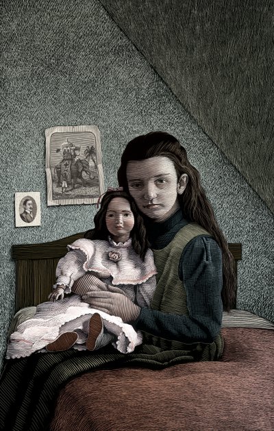 A Little Princess, 2004 (scratchboard, farvelagt digitalt) af Scott McKowen