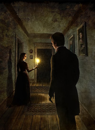Great Expectations, 2012 (scratchboard, farvelagt digitalt) af Scott McKowen