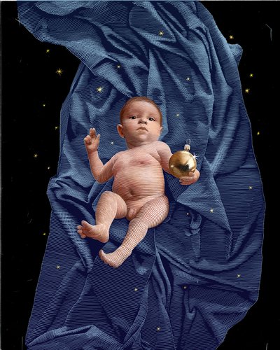 Immanuel, 2024 (scratchboard, farvelagt digitalt) af Scott McKowen