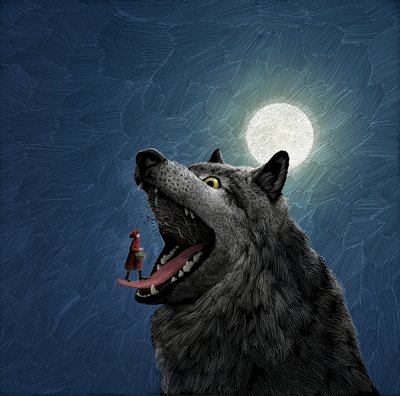Into the Woods, 2022 (scratchboard, farvelagt digitalt) af Scott McKowen