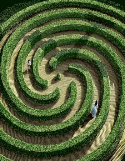 Misalliance, 2015 (scratchboard, farvelagt digitalt) af Scott McKowen