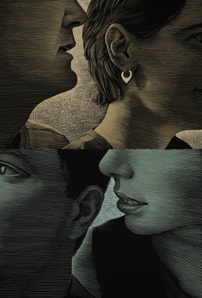 Speaking in Tongues, 2001 (scratchboard, farvelagt digitalt) af Scott McKowen
