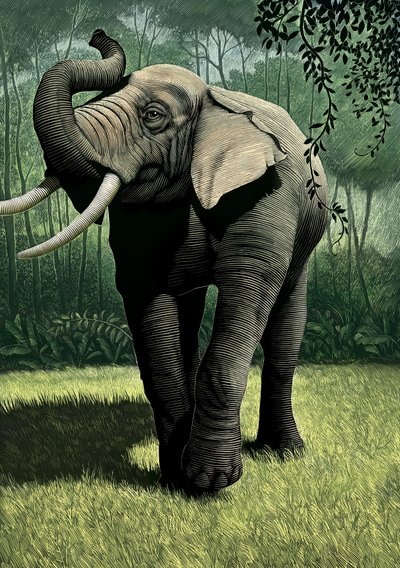 Junglebogen, 2006 (scratchboard, farvelagt digitalt) af Scott McKowen