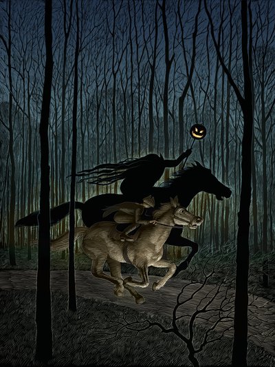 The Legend of Sleepy Hollow, 2012 (scratchboard, farvelagt digitalt) af Scott McKowen