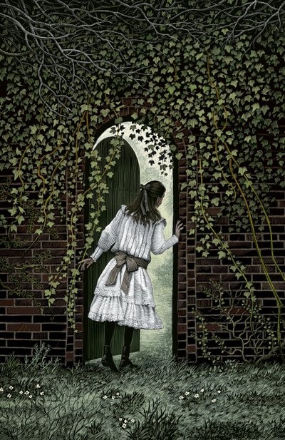 Den hemmelige have, 2004 (scratchboard, farvelagt digitalt) af Scott McKowen