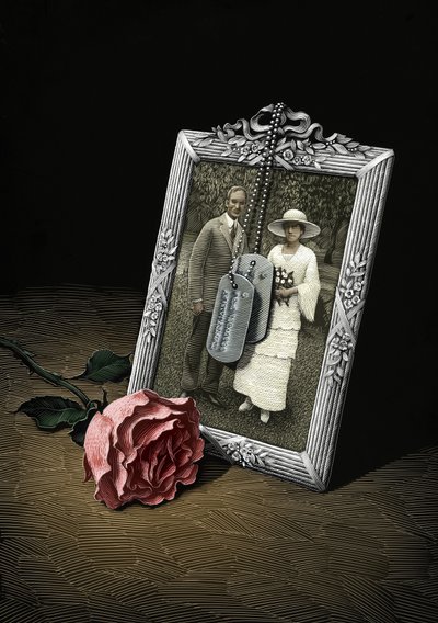 The Subject Was Roses, 2010 (scratchboard, farvelagt digitalt) af Scott McKowen
