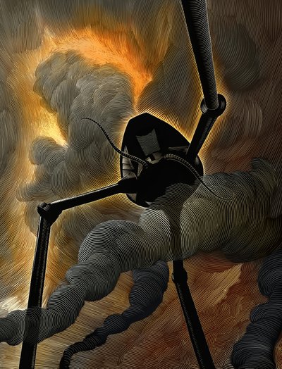The War of the Worlds, 2014 (scratchboard, farvelagt digitalt) af Scott McKowen