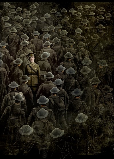The Wars, 2018 (scratchboard, farvelagt digitalt) af Scott McKowen