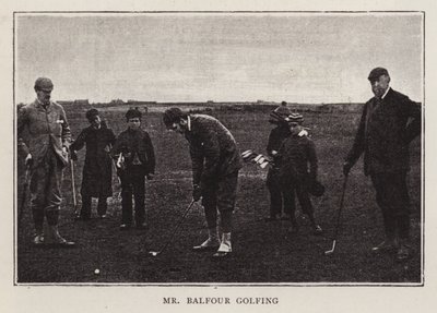 Den britiske konservative politiker Arthur Balfour spiller golf (s/h foto) af Scottish Photographer