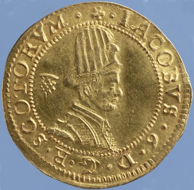 4-pund skotsk (hattestykke) af James VI, Edinburgh mynte, 1591 (forside) (guld) (for bagside se 244626) af Scottish School
