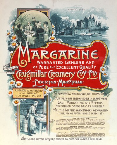 Annonce for margarine produceret af Craigmillar Creamery af Scottish School