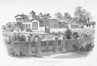 Udvendig udsigt over Holmwood, Glasgow (gravering) af Scottish School