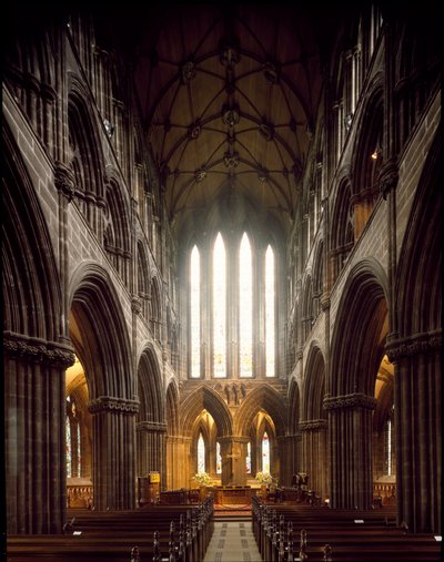 Gotisk kunst: udsigt over det indre af Glasgow Cathedral. 12. århundrede. Skotland af Scottish School