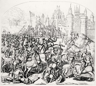 Kong David af Skotland (1084-1153) kommer med en stor hær før Newcastle-upon-Tyne, 1138 af Scottish School