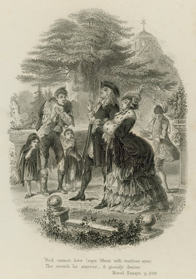Scene fra Moral Essays, af Alexander Pope (gravering) af Scottish School