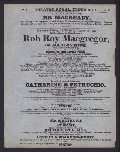 Teaterprogram for Theatre Royal, Edinburgh af Scottish School