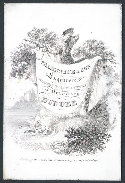 Valentine & Søn, gravører og træstempelkuttere, handelskort af Scottish School