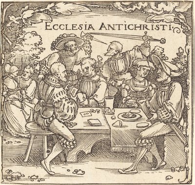Antikrists kirke af Sebald Beham