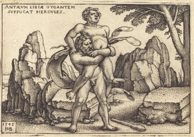 Hercules dræber Anthaeus af Sebald Beham