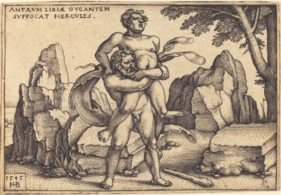 Hercules dræber Anthaeus af Sebald Beham
