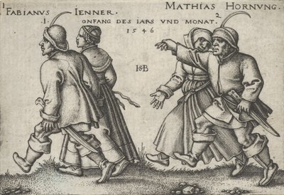 januar og februar, fra bondegildet eller de tolv måneder, 1546. af Sebald Beham
