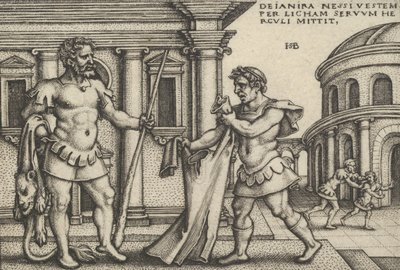 Lichas bringer Nessus beklædning til Hercules, fra The Labors of Hercules. af Sebald Beham