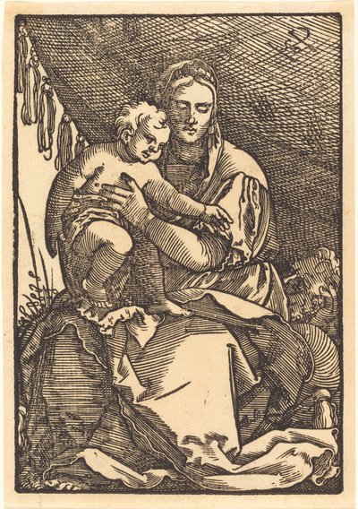Madonna og barn under en baldakin af Sebald Beham