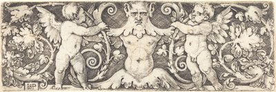Ornament med mandlig halvfigur mellem to genier af Sebald Beham