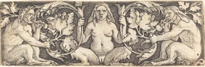 Ornament med tre Satyrer af Sebald Beham