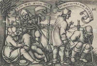 Bønder bag hækken, fra bondegildet eller de tolv måneder, 1546-47. af Sebald Beham