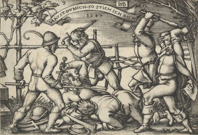 Bondeslagsmål, fra Bondegildet eller de tolv måneder, 1547. af Sebald Beham