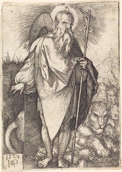 Sankt Jerome stående af Sebald Beham