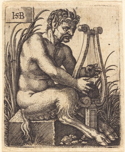 Satyr spiller lyre af Sebald Beham