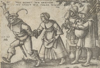 Årets afslutning, fra Bondegildet eller de tolv måneder, 1546. af Sebald Beham