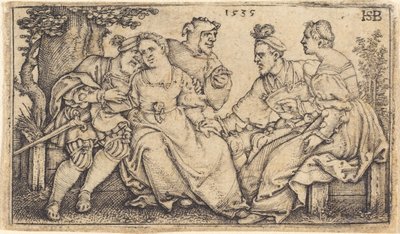 To kærlige par med klovn af Sebald Beham