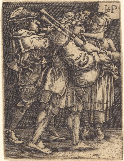 To gadespillere og en pige af Sebald Beham