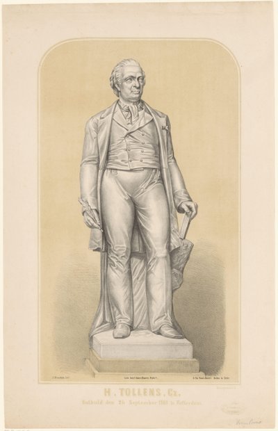 Statue af Hendrik Tollens H. Tollenz, Cz, afsløret 24. september 1860 i Rotterdam (titel på objekt) af Sebastiaan Theodorus Voorn Boers