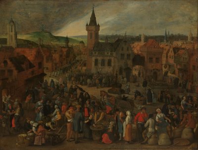 Markedsdag i en flamsk by af Sebastiaen Vrancx