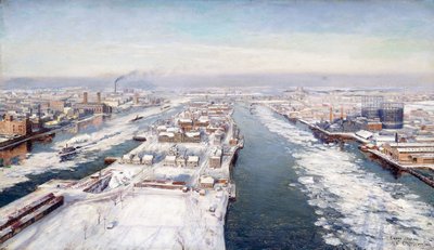 North View Queensboro Bridge (olie på lærred) af Sebastian Cruset