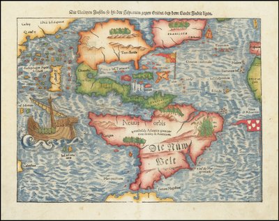 Kort over Amerika fra 1561 af Sebastian Münster af Sebastian Munster