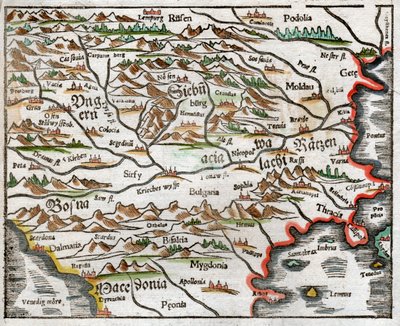 Østeuropa og Balkan 1575 af Sebastian Munster