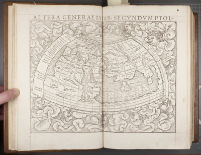 Globe, fra Cosmographia, 1544 af Sebastian Munster