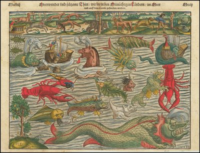 Havets vidundere og mærkelige dyr, som de findes i nabolandene i havet og på land. af Sebastian Munster