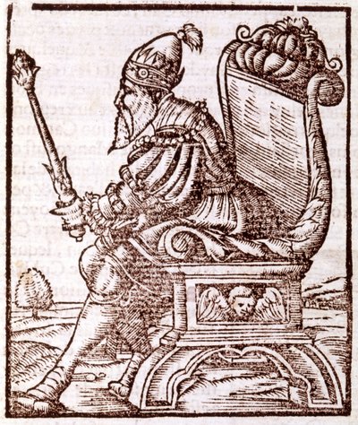 Qubilai (Kubilai Khan, første kejser af det mongolske Yuan-dynasti (1215-1294) - i "" Cosmographia"" af S. Munster. Paris af Sebastian Munster